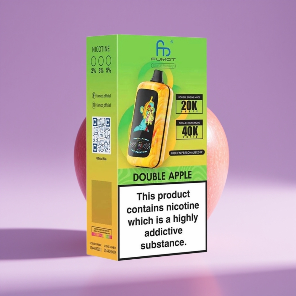 Fumot Digital Monkey 20000/40000 نفخة محرك مزدوج/مفرد ملف مزدوج بطارية 850 ملي امبير منفذ Type-C نيكوتين 0%،2%،3%،5% تفاح مزدوج