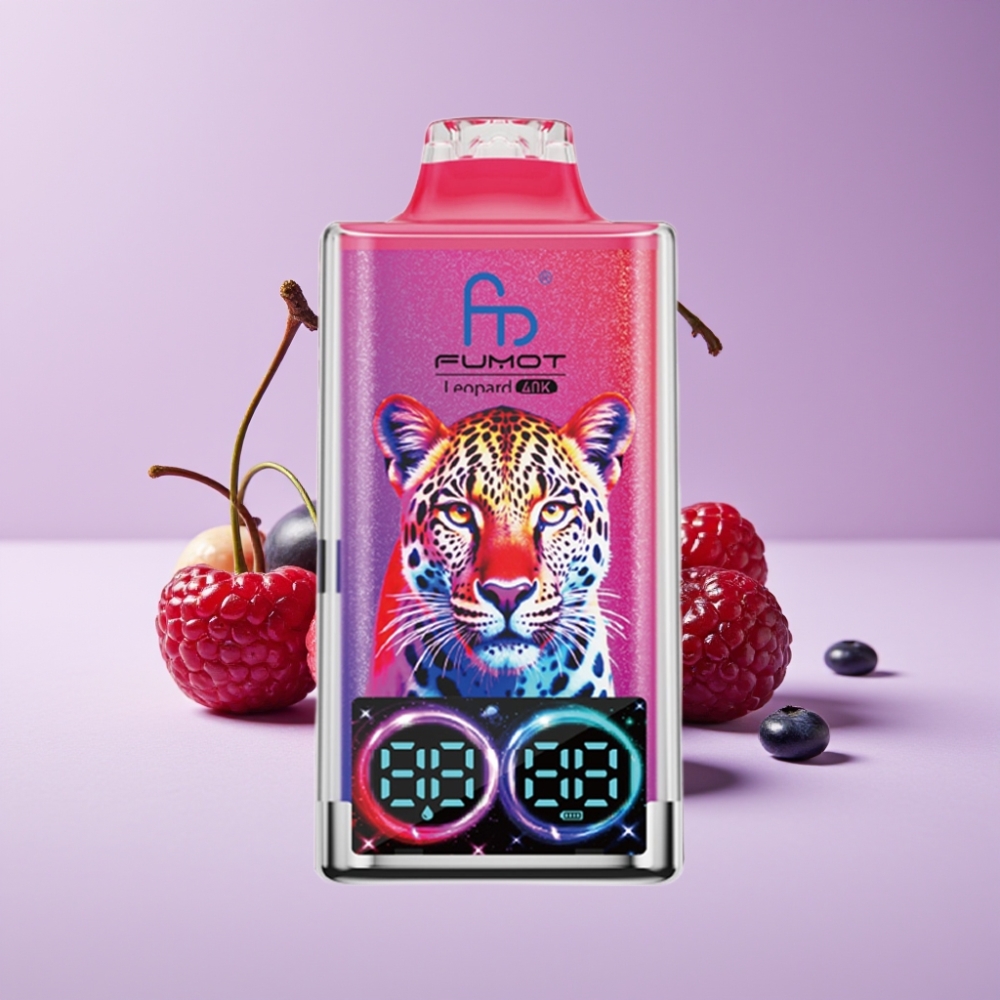 Fumot Leopard 40000 نيكوتين 5% بطارية 700mAh ثنائي ميش تيب-سي شاشة زيت توت أزرق كرز توت بري