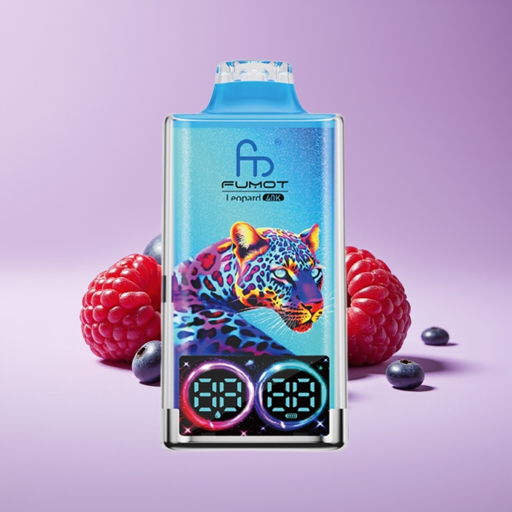 Fumot Leopard 40000 نفخة بخارية لاسلكية بنكهة توت عُلّي وتوت أزرق، 700mAh، شحن Type-C، شاشة رقمية