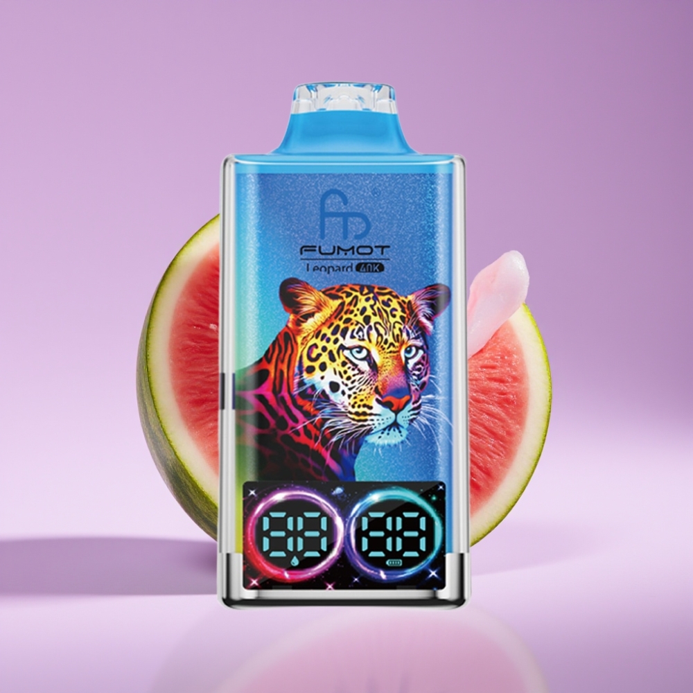 Fumot Leopard 40000 نَفث بطارية 700mAh ثنائي المشبك شحن Type-C عرض رقمي للزيت بنكهة بطيخ علكة