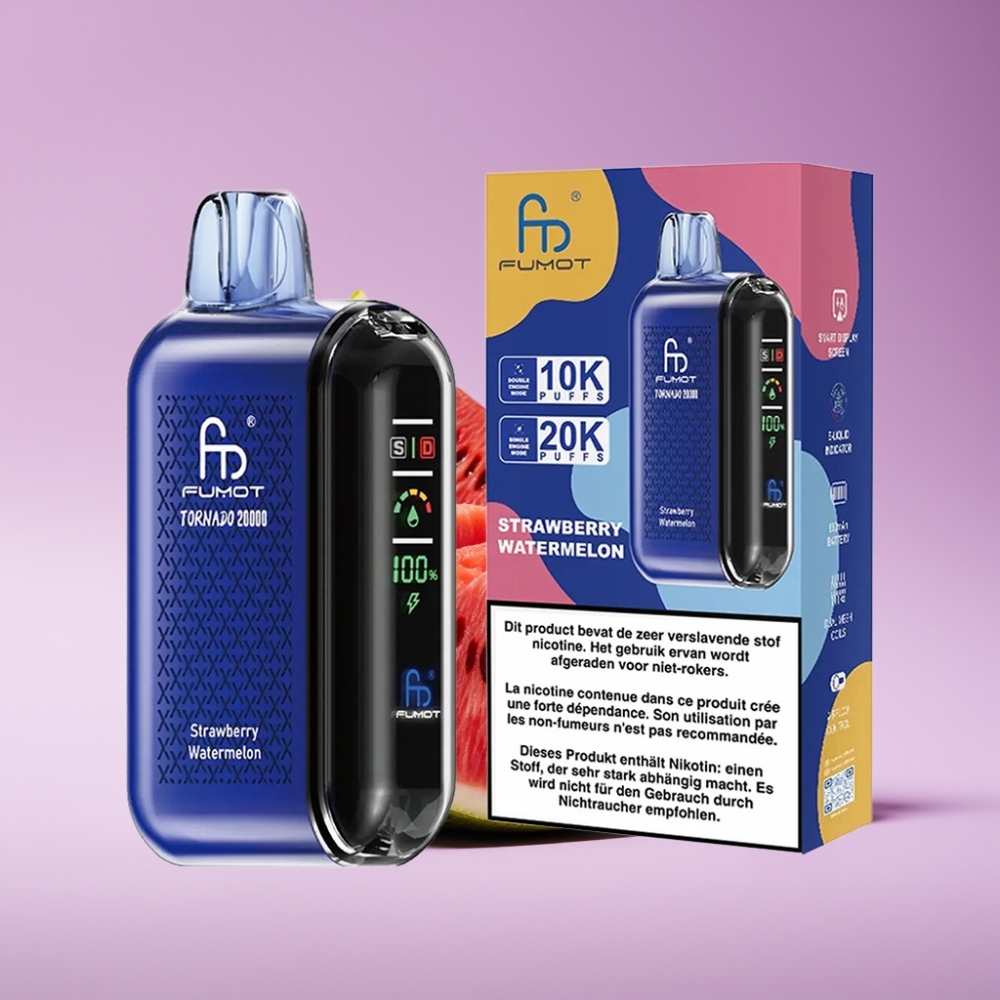 Fumot Tornado 20000 Puffs Dual Mesh Coil 20ml بطارية 850mAh فراولة بطيخ