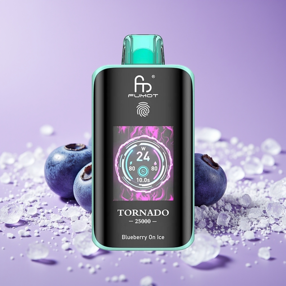 Fumot Tornado 25000 نفخة شاشة عالية الدقة بطارية 700 مللي أمبير نوع-C توت أزرق مثلج