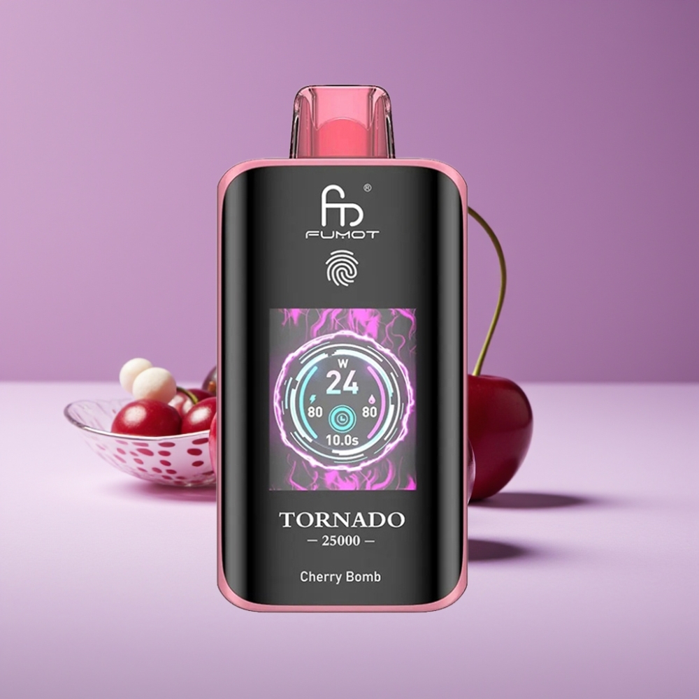 Fumot Tornado 25000 نفخة شاشة HD بطارية 700mAh نكهة كرز متفجر