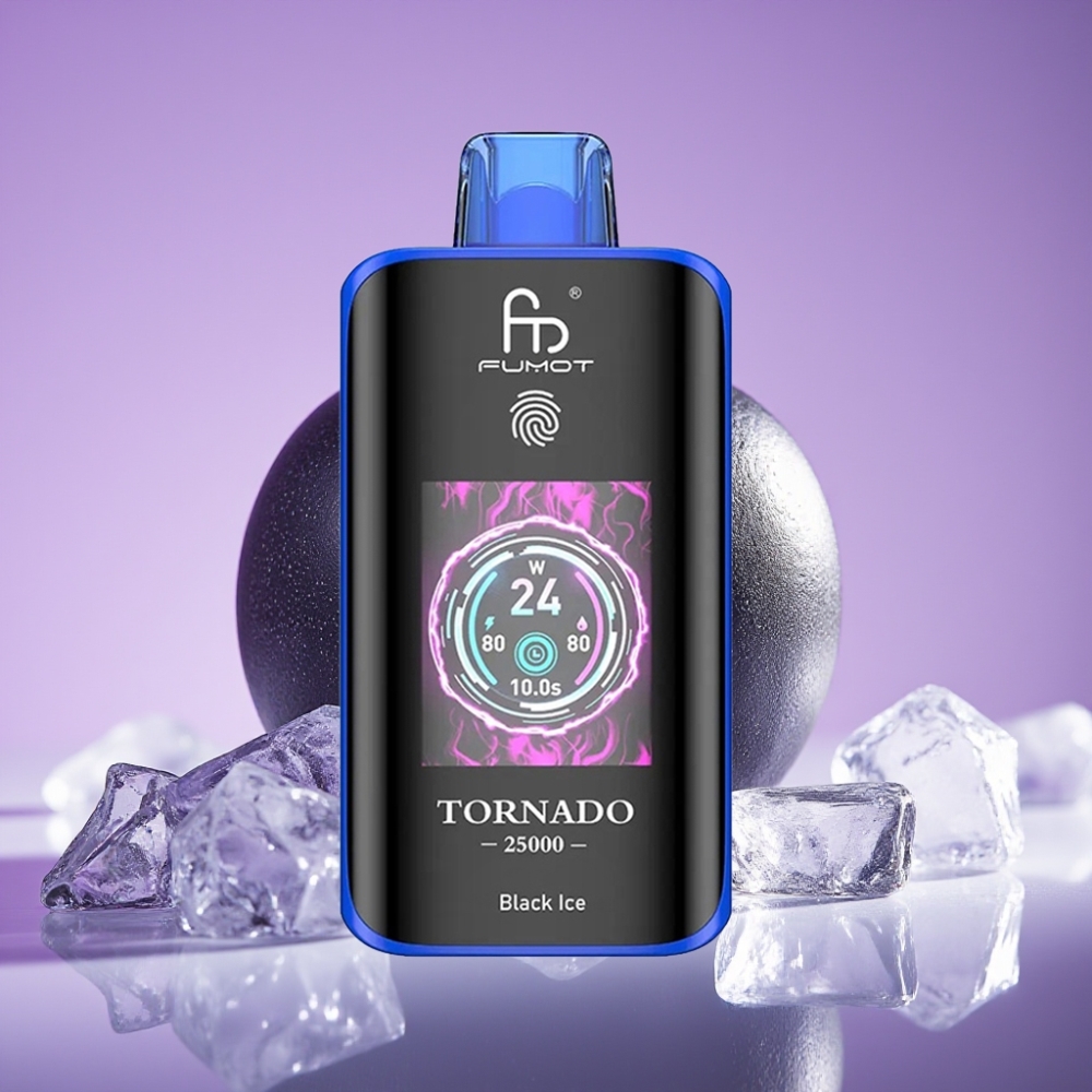 Fumot Tornado 25000 نفخة شاشة HD بطارية 700mAh أسود جليدي