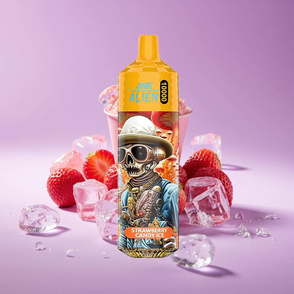 JNR Alien 10000 Puffs 850mAh 20ml نوع-C LED فراولة حلوى مثلجة