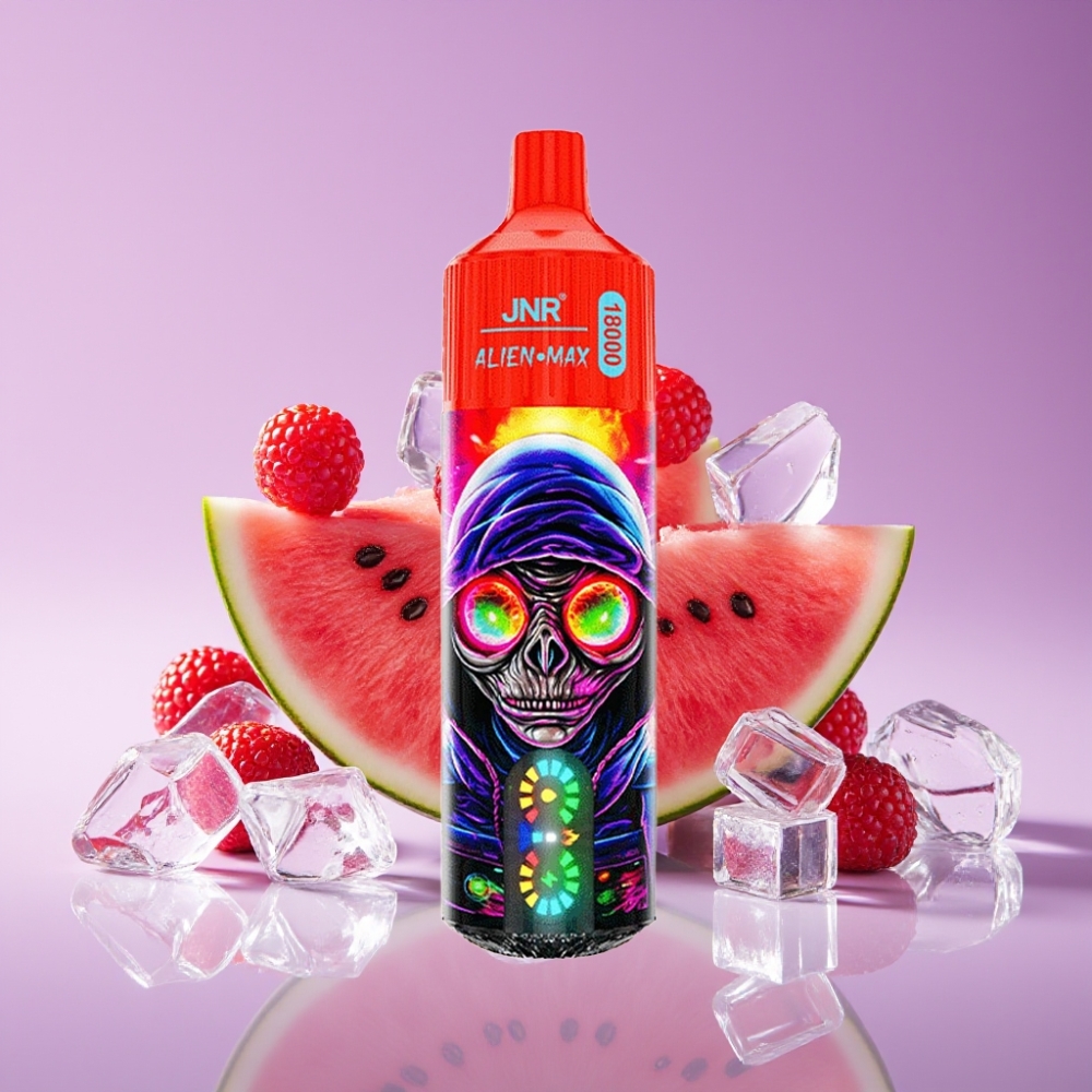JNR Alien Max 18000 نَفَثات شاشة LED ذكية ثنائي ملف شبكي 28مل عصير بطارية 850مل أمبير نكهة توت بري وبطيخ مثلج