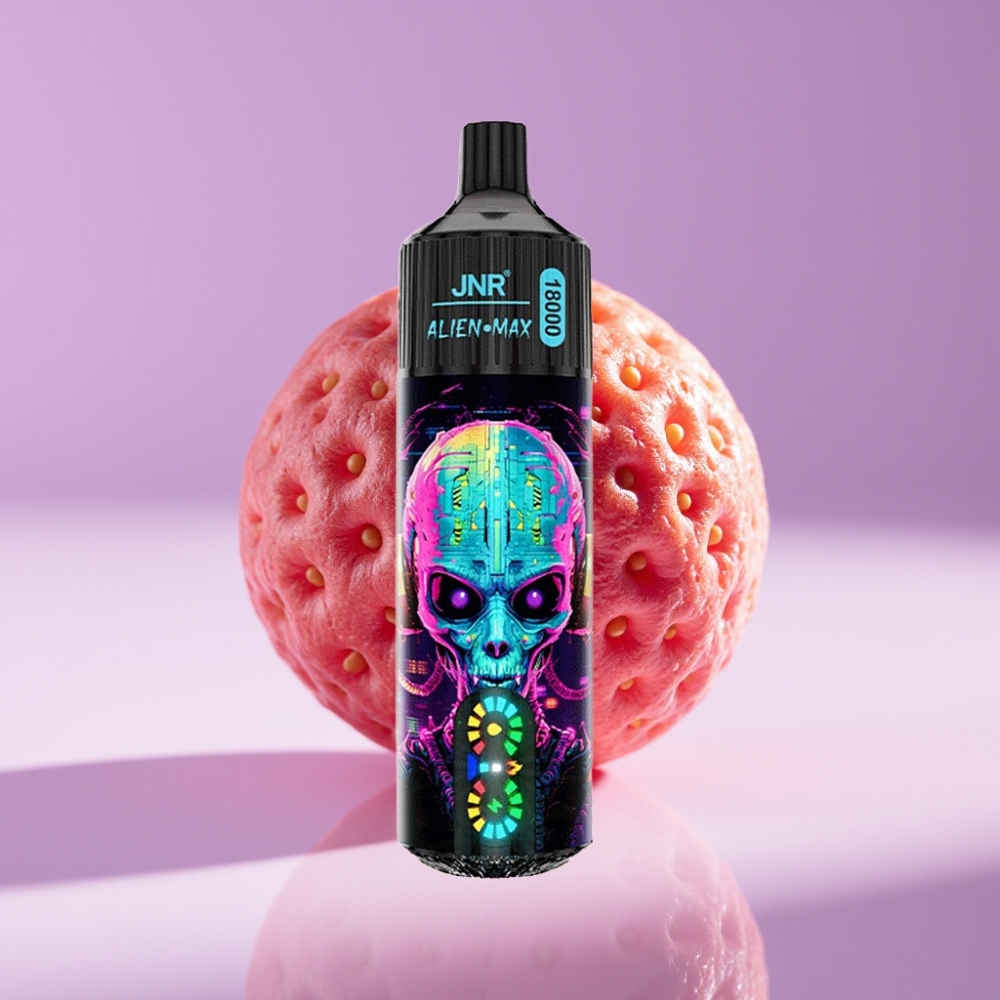 JNR Alien Max 18000 نفخة شاشة LED ذكية ثنائي ملف شبكي نكهة فراولة هبا بوبا