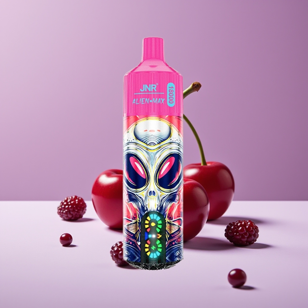 JNR Alien Max 18000 Puffs شاشة LED ذكية، ملف مزدوج، 28مل عصير، نوع-C، كرزي توتي