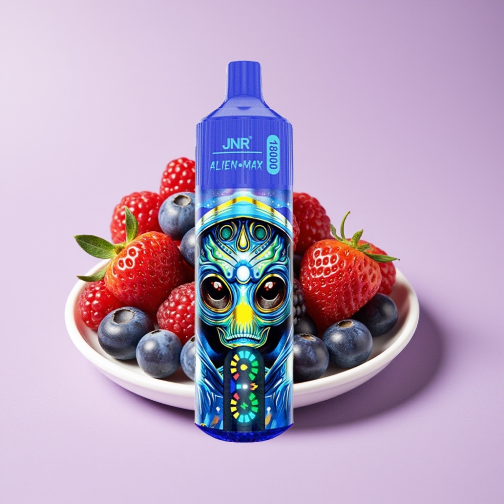 JNR Alien Max 18000 Puffs بشاشة LED ذكية ونواة مزدوجة و28ml ونكهة التوت المختلط