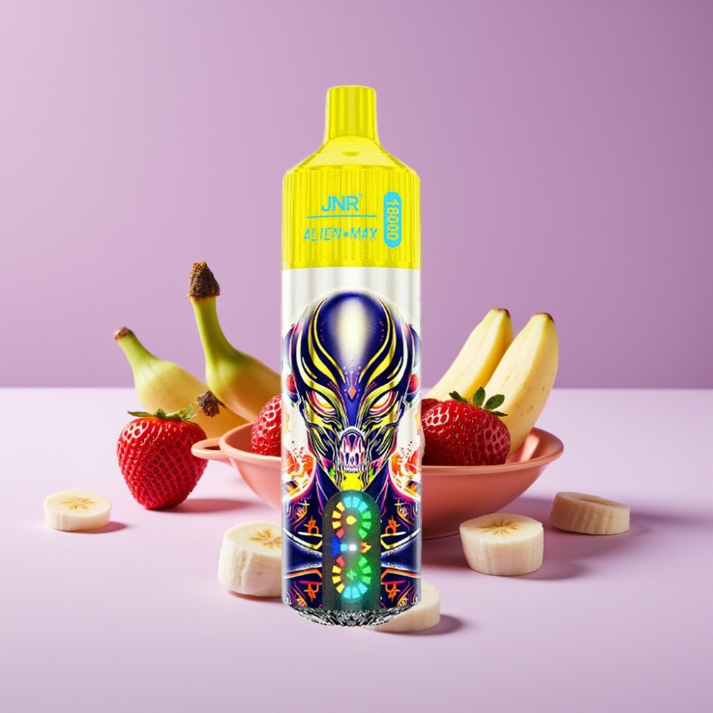 JNR Alien Max 18000 Puffs شاشة LED ذكية ونواة مزدوجة وفراولة موز