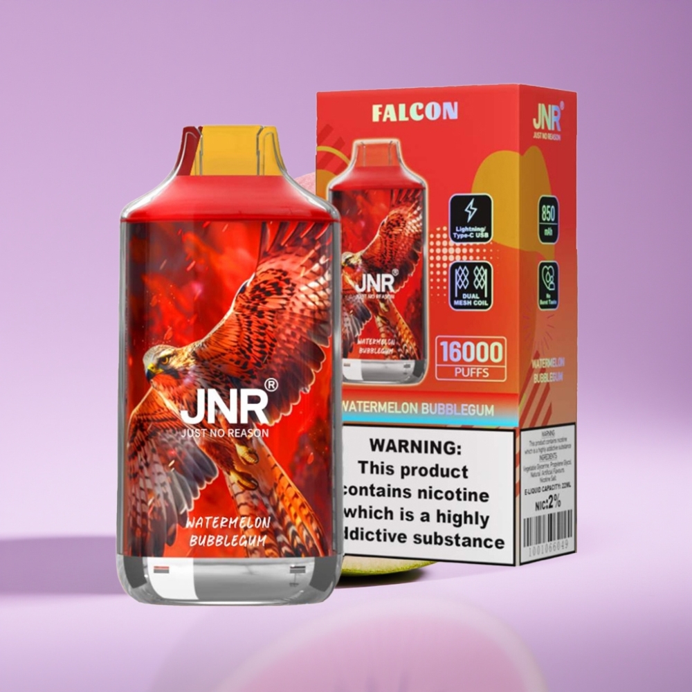 JNR Falcon 16000 Puff 850mAh 22ml Dual Mesh Type-C LED بنجران فقاعة