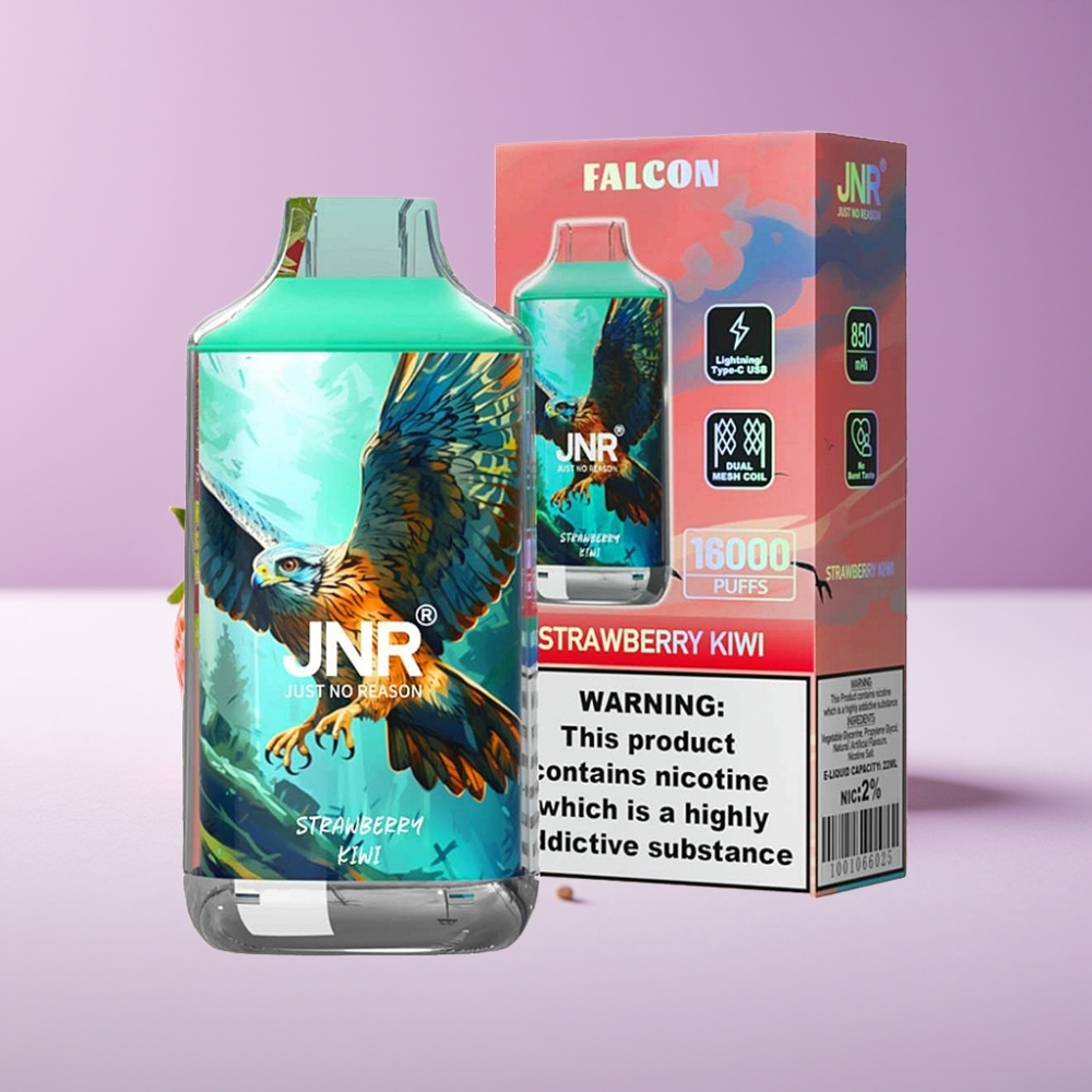 JNR Falcon 16000 Puffs 850mAh 22ml Dual Mesh Type C فراولة كيوي