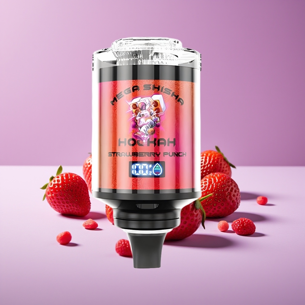 JNR Mega Shisha Hookah 100K شاشة ذكية 60ml 2200mAh نوع-C ضوء تنفس هواء قابل للتعديل 2% نيكوتين فراولة بانش