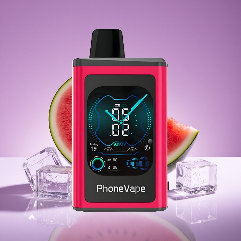 JNR PhoneVape 30000 نَفَث بطارية 850mAh شاحن Type-C وضع توربو تحكم بالتطبيق شاشة كاملة نكهة البطيخ المثلج