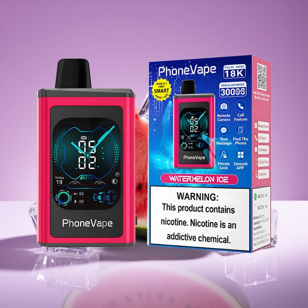 JNR PhoneVape 30000 نَفَث بطارية 850mAh شاحن Type-C وضع توربو تحكم بالتطبيق شاشة كاملة نكهة البطيخ المثلج