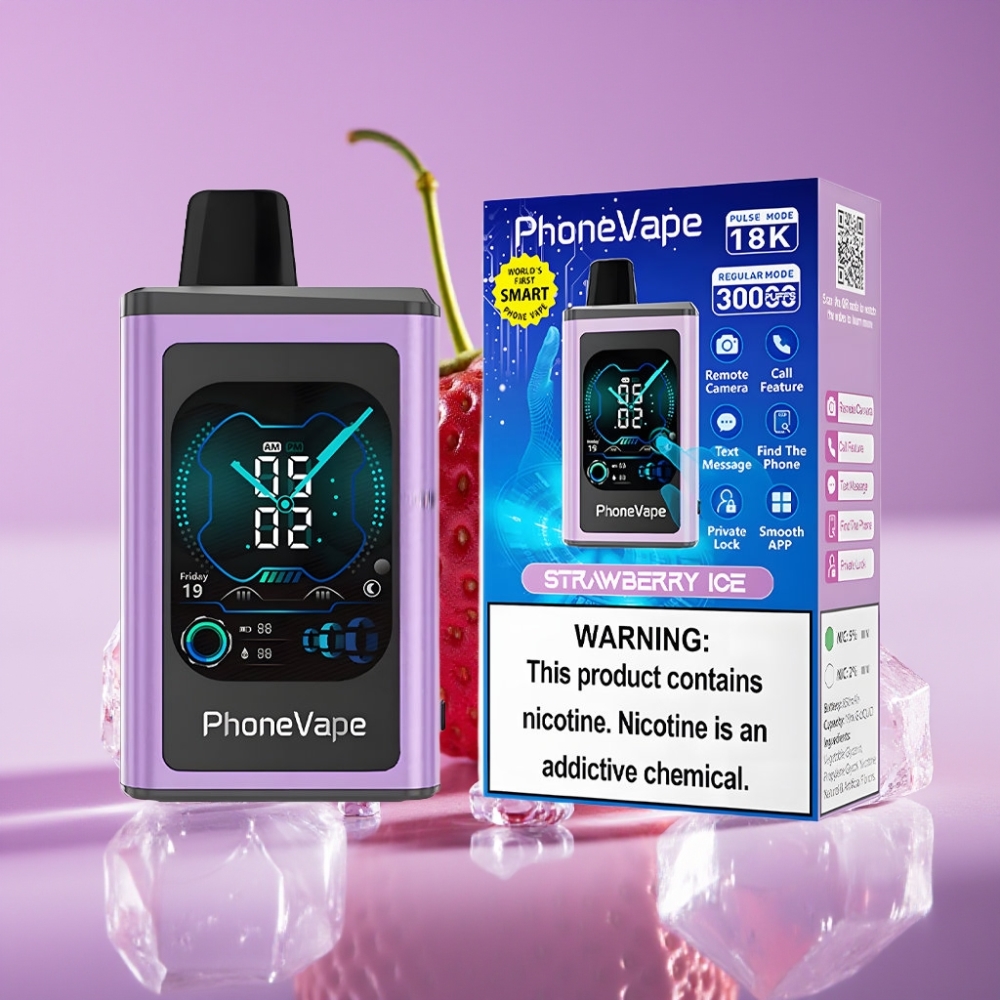 JNR PhoneVape 30000 نَفخة بطارية 850mAh شاحن Type-C شاشة كاملة فراولة مثلج