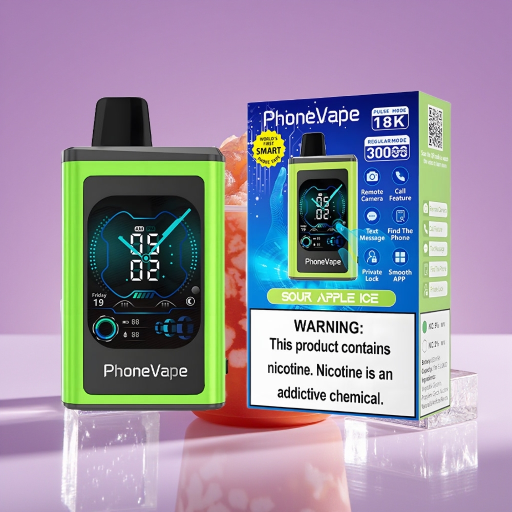 JNR PhoneVape 30000 نفخة بطارية 850mAh شاحن Type-C تفاحة حامضة مثلجة تحكم بالتطبيق