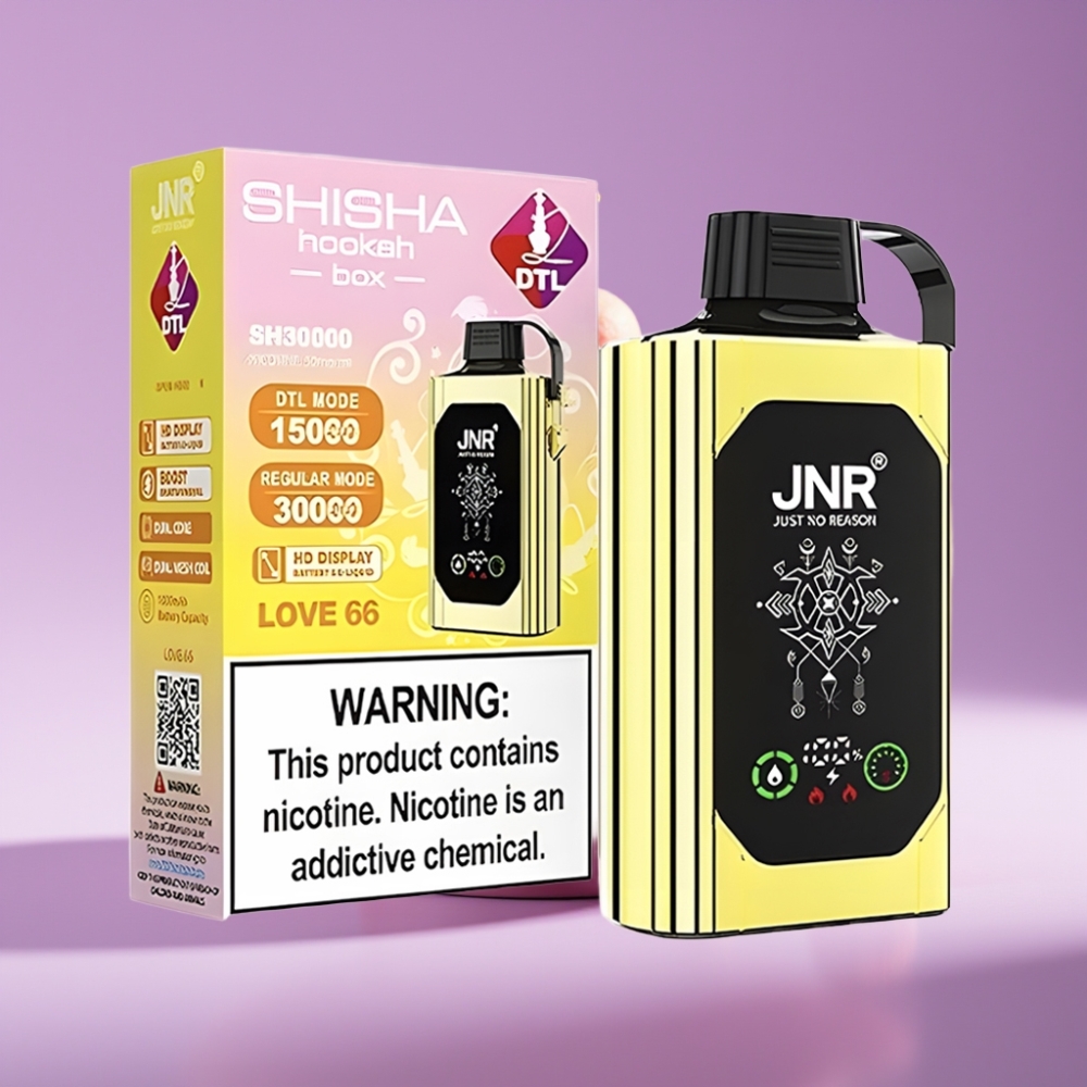 JNR Shisha Hookah Box 20500 نَفخة شاشة عالية الدقة بطارية 1000 مللي أمبير سعة 25 مل نوع-C نيكوتين 0%،2%،5% نكهة حب 66