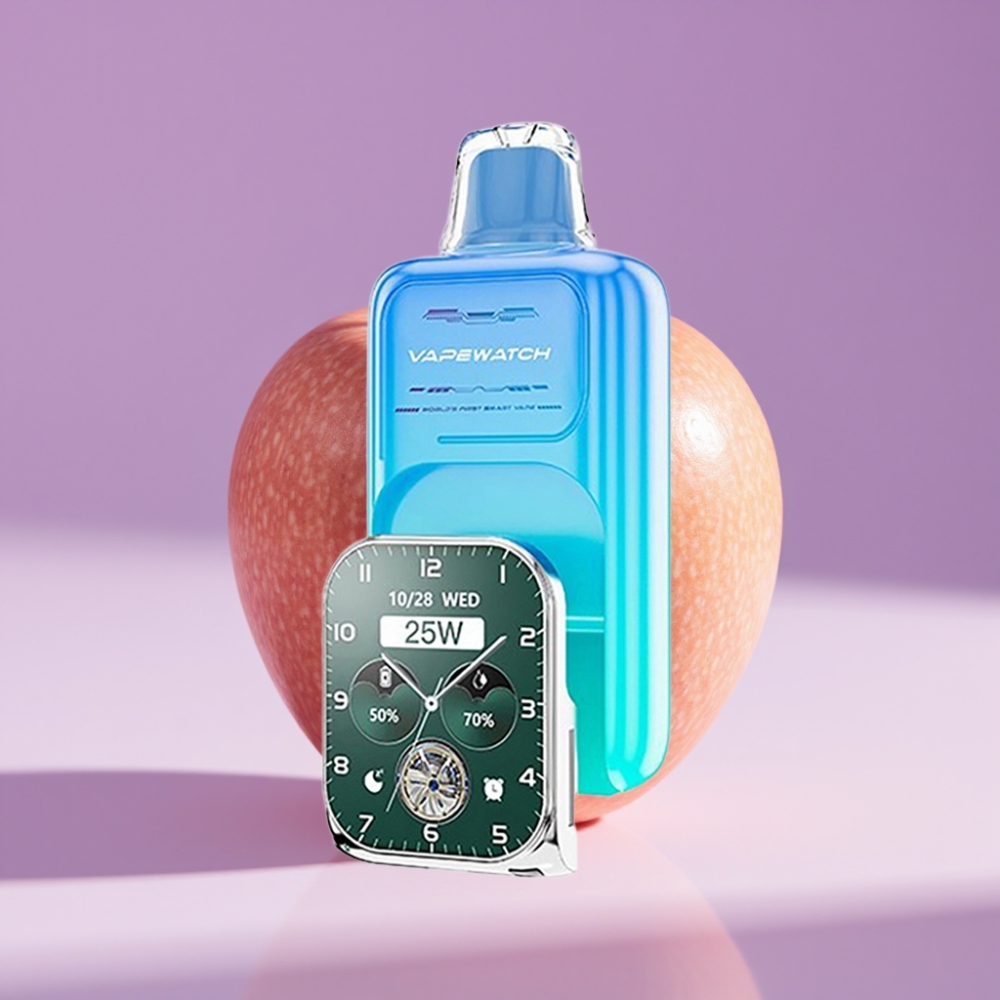 JNR VapeWatch 30000 نفخة بطارية 1000mAh سعة 19mL نيكوتين 5% تفاح حامض مثلج