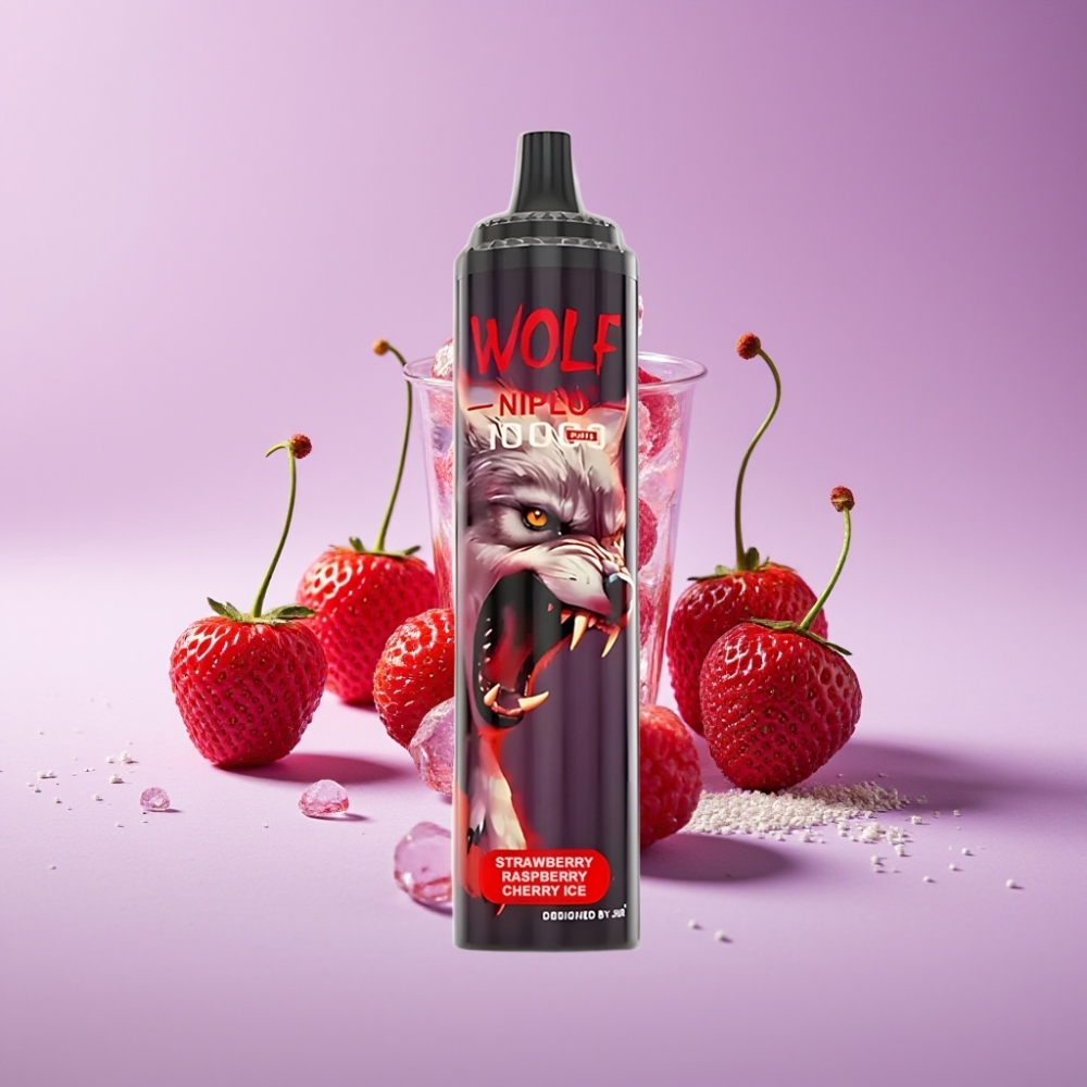 JNR Wolf Niplo 10000 Puff 20ml 5% Type-C فراولة توت كرز جليد