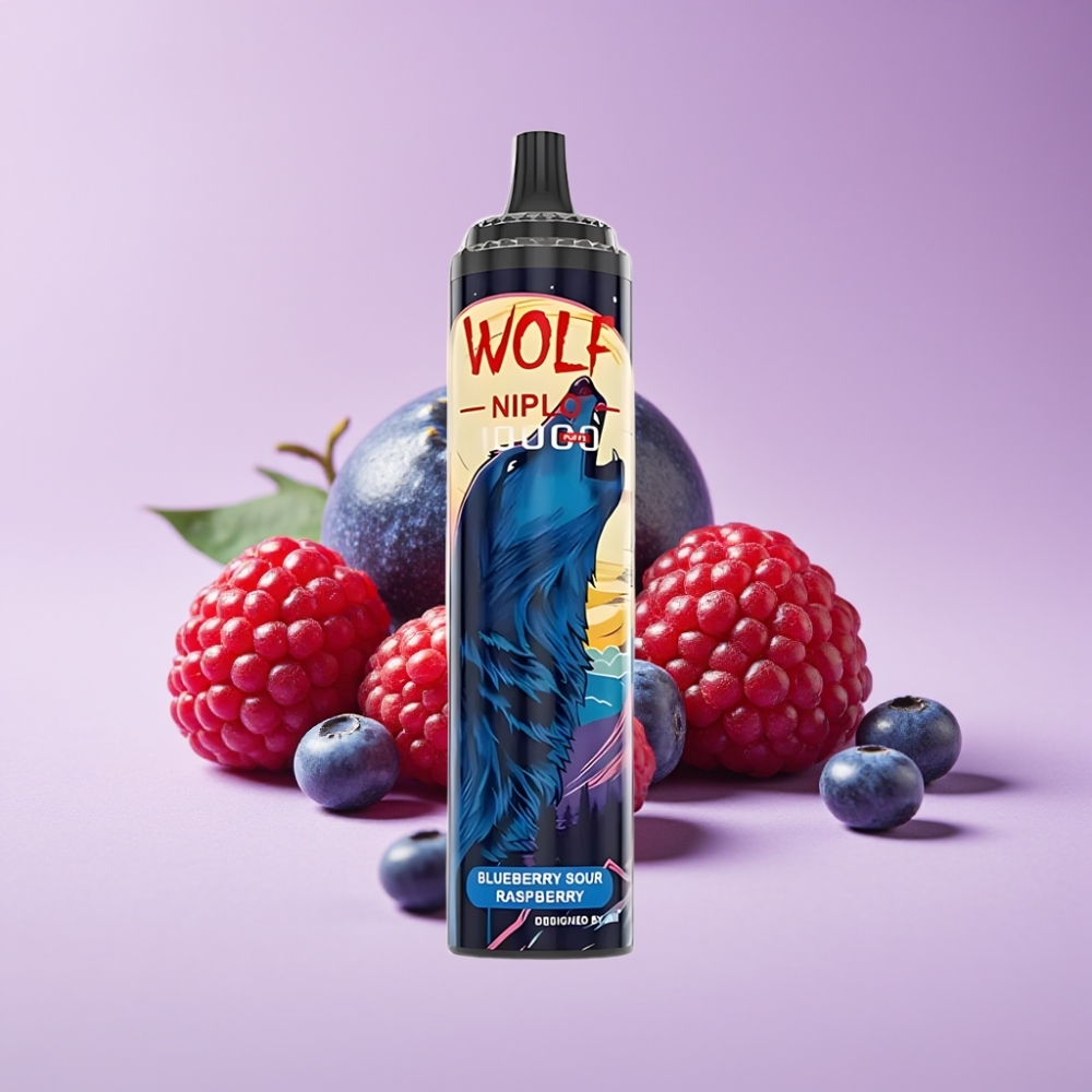 JNR Wolf Niplo 10000 Puffs شبكة 1.0 أوم بطارية 650mAh نوع-C توت بري فراولة حامضة