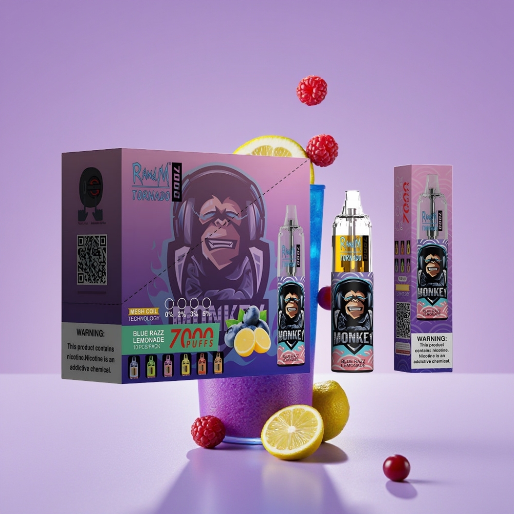 Fumot Tornado 7000 نفثات 14 مل سائل 850 ملي أمبير شبكة Type-C ضوء RGB هواء قابل للتعديل 2% نيكوتين توت أزرق ليموناضة