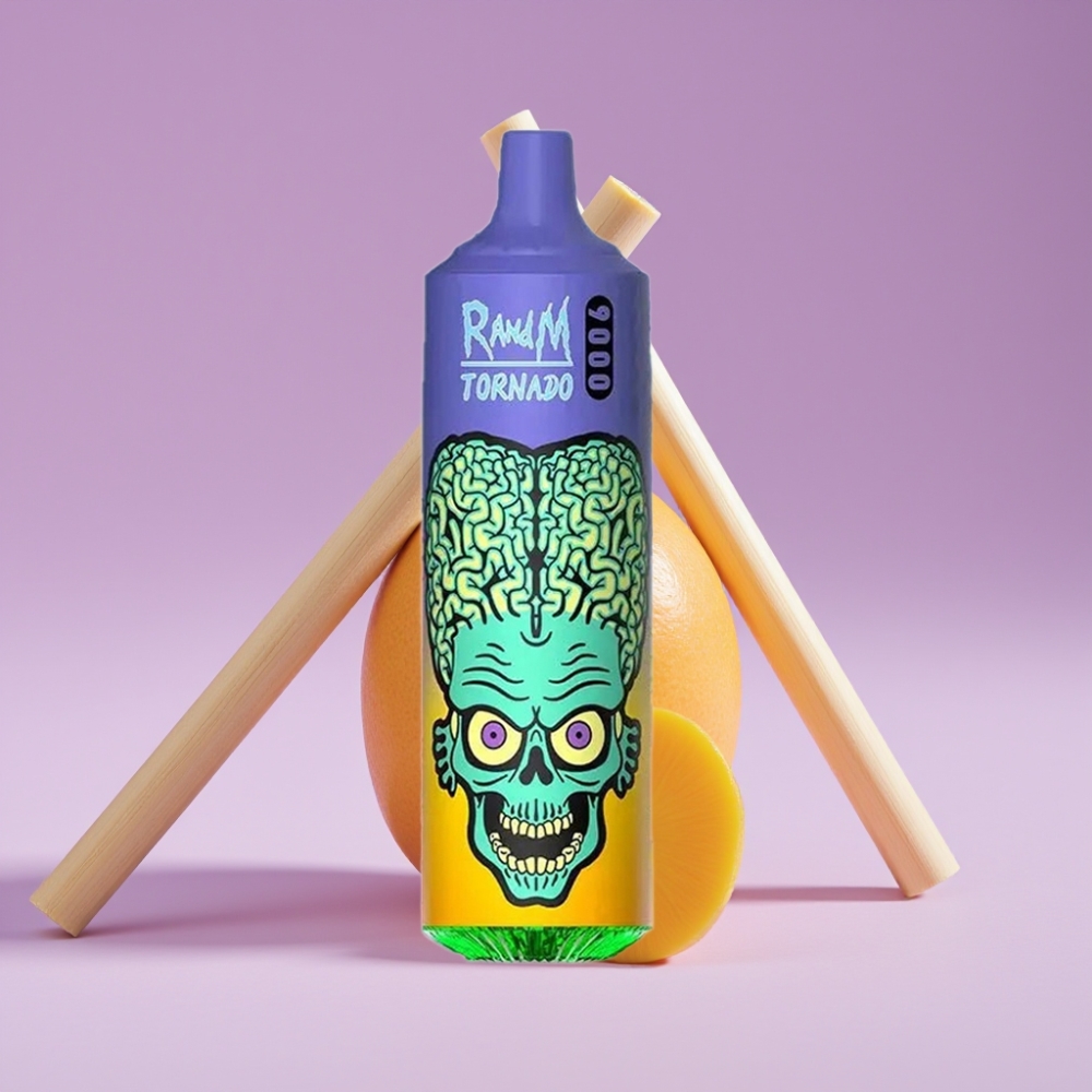 RandM Fumot Tornado 9000 Puffs 850mAh 18mL Mesh Coil Straw Mango فراولة مانجو