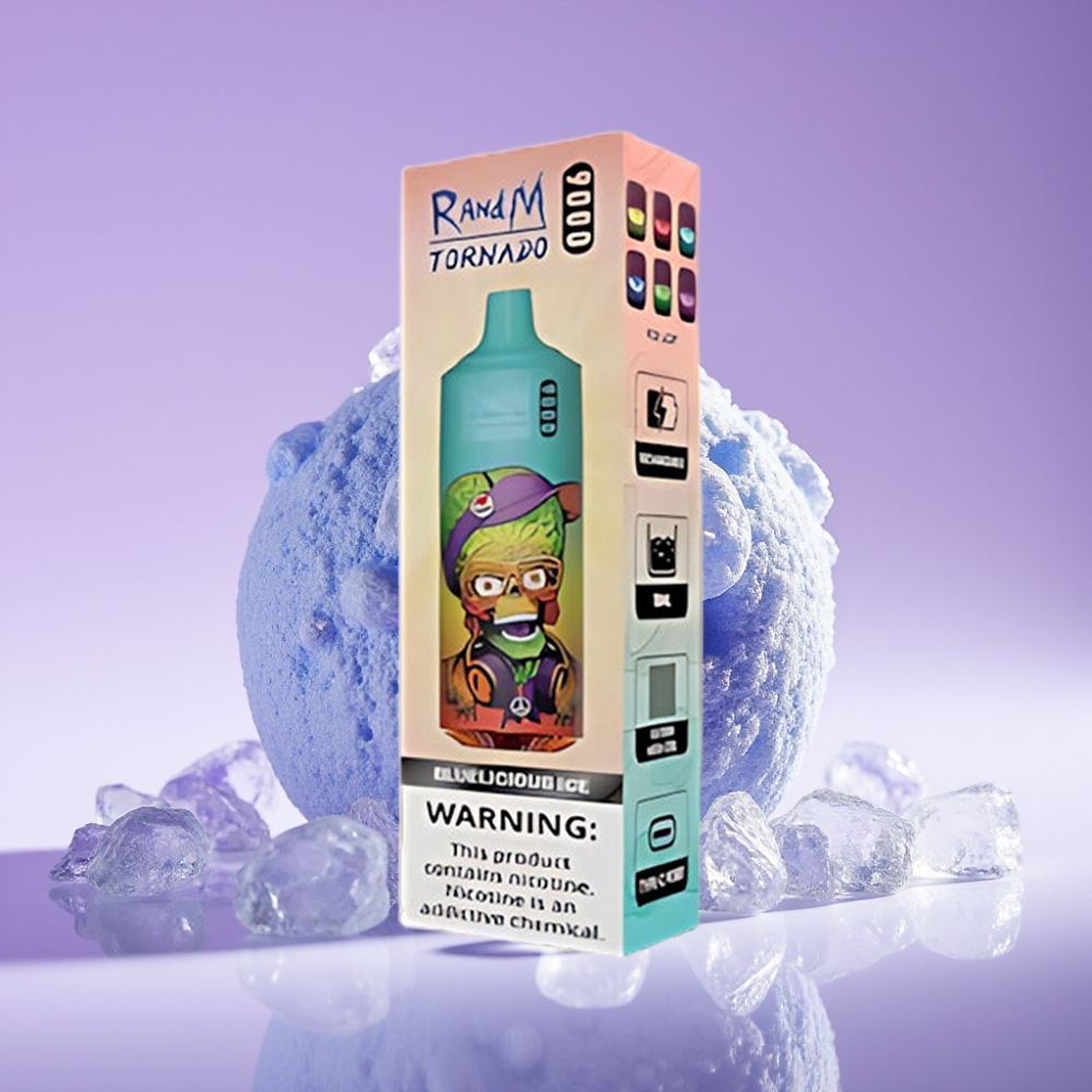 RandM Tornado 9000 Puffs 850mAh 18mL Mesh Coil Bluelicious Ice