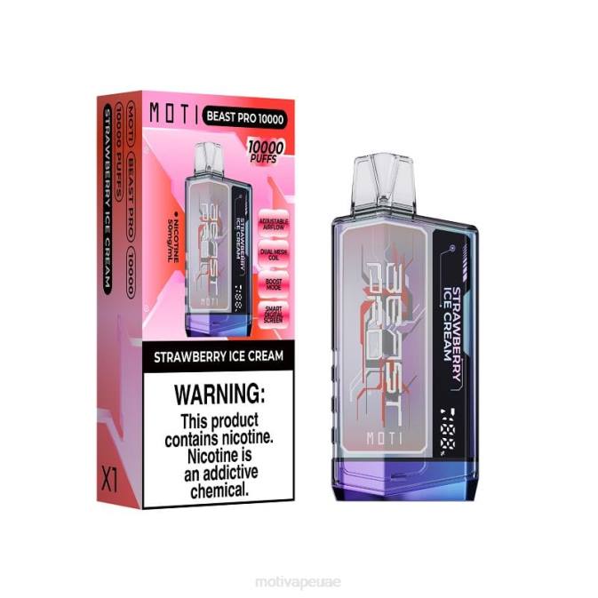 MOTI vape Abu Dhabi - MOTI Beast Pro الفيب القابل للتصرف (5%، 10000 نفسة) ايس كريم فراولة 8624Y50