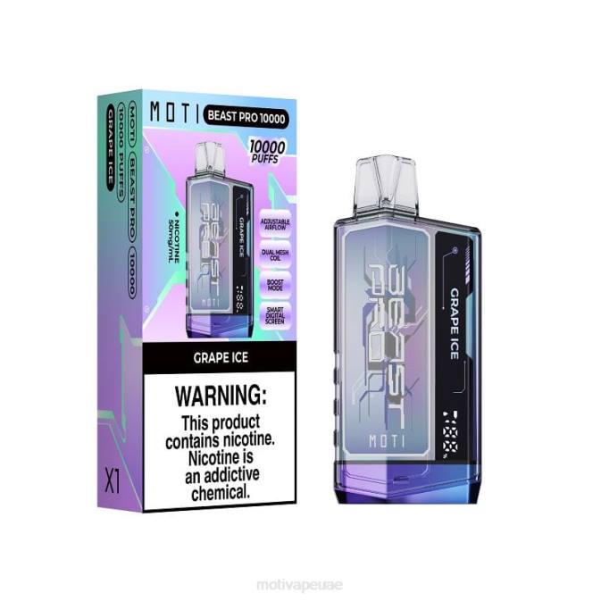 MOTI vape charging UAE - MOTI Beast Pro الفيب القابل للتصرف (5%، 10000 نفسة) جليد العنب 8624Y45